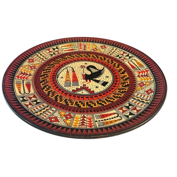Handcrafted Wooden Plate - Native American Inspired Design - Picture 4 of 9